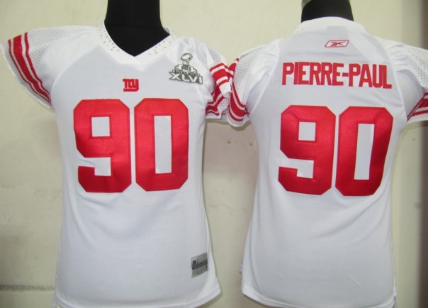 Giants #90 Jason Pierre-Paul White Women's Field Flirt Super Bowl XLVI Stitched NFL Jersey - Click Image to Close